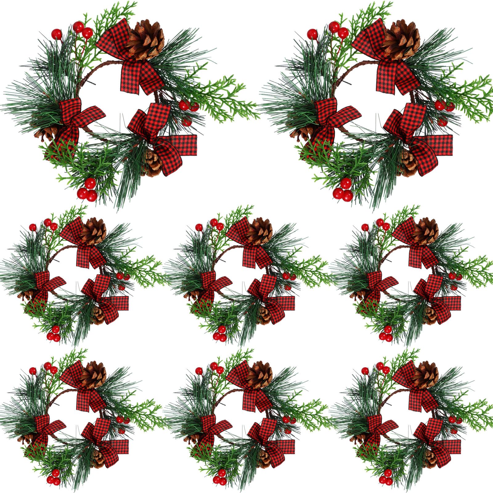 Amazon.com: Yilloog 8 Sets Christmas Candle Rings Wreaths
